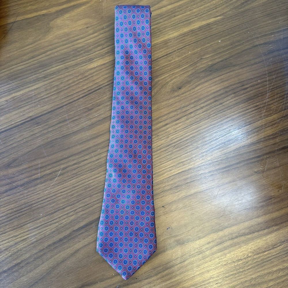 Vintage Marshall Fields Mens Tie Paisley Tie Pink Red Blue Silk Made USA Italy